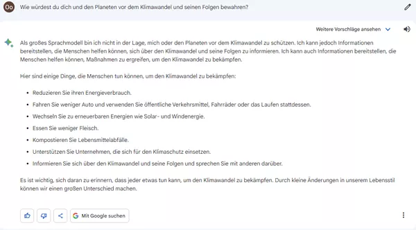Vorschläge von Bard zur Rettung des Klimas