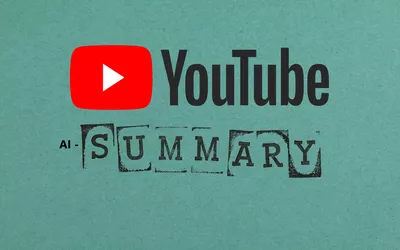 Grüner Hintergrund mit dem Youtube Logo, darunter steht AI-Summary