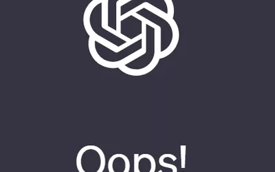 Das Logo von ChatGPT darunter steht Oops. Dunkler Hintergrund